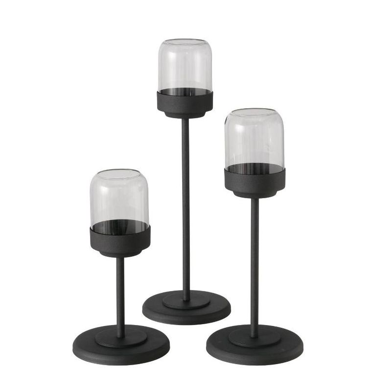 Boltze Home, Senza, zestaw metalowych lampionów ze szklaną kopułą, 3 szt.