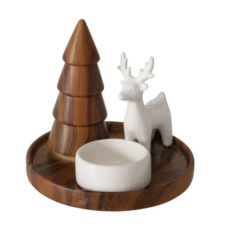 Boltze Home, Skando, świecznik z choinką i figurką, 12 cm