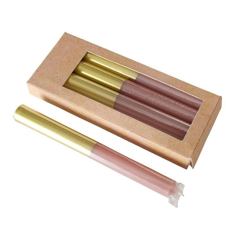 Boltze Home, świeczki, kolorowe, podstawa w złotym kolorze, 4 szt.