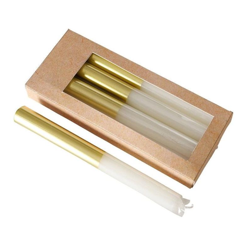 Boltze Home, świeczki kolorowe z podstawą w złotym kolorze, 4 szt.