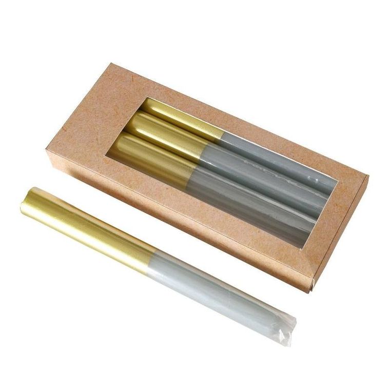 Boltze Home, świeczki kolorowe z podstawą w złotym kolorze, 4 szt.