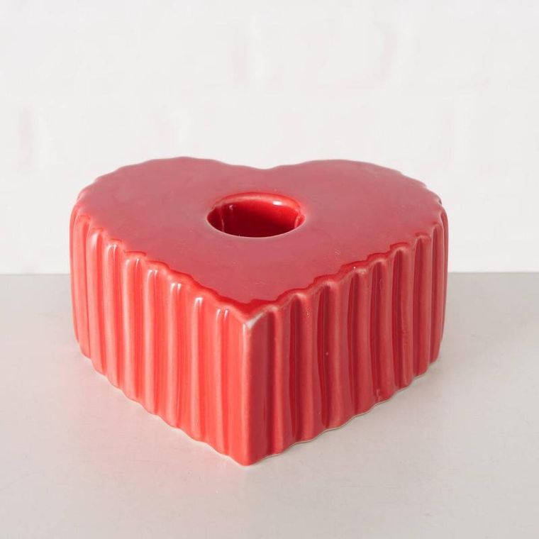 Boltze Home, świecznik ceramiczny na długą świecę w kształcie serca, Anima, 4-9 cm