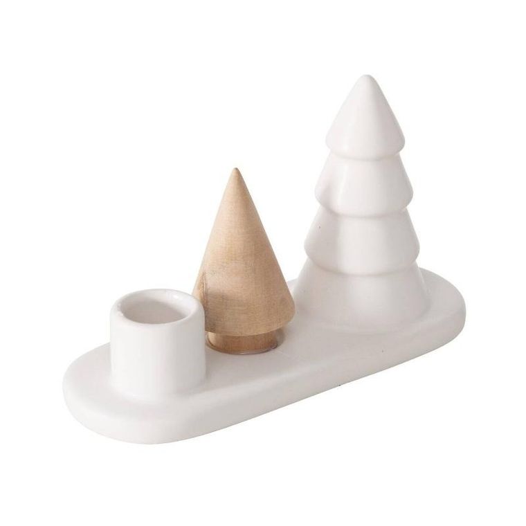 Boltze Home, świecznik na pojedynczą świecę Nevia, choinki z kamienia i porcelany