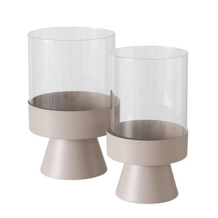 Boltze Home, świeczniki szklane Pallas, metalowa nóżka, 2 szt.