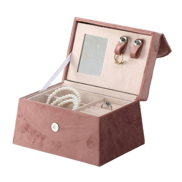 Boltze Home, szkatułka na biżuterię z lusterkiem, Clea, różowa