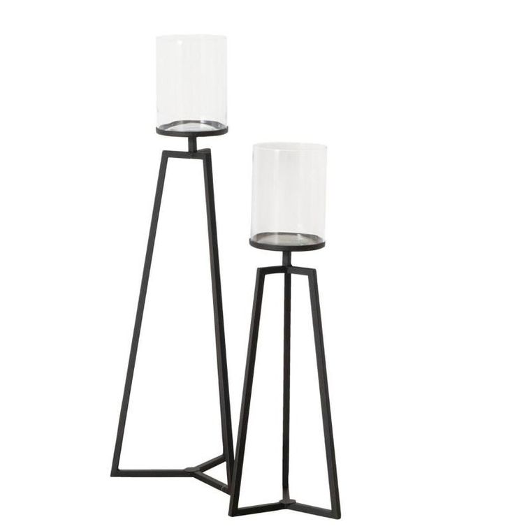 Boltze Home, szklane świeczniki na metalowym stelażu, Cosa, 75-95 cm