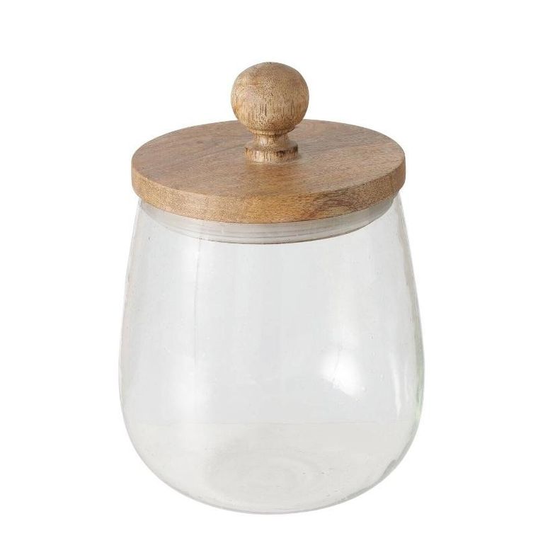 Boltze Home, szklany słoik, Varud, z pokrywką z drewna mango, Ø 12 cm