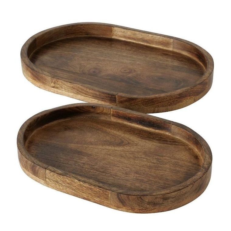 Boltze Home, tace dekoracyjne, Ovolio, z drewna mango, 2 szt.