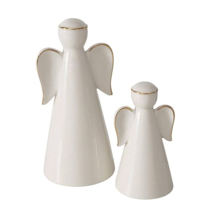 Boltze Home, Veliden, figurki porcelanowe białe, aniołki, 2 szt.