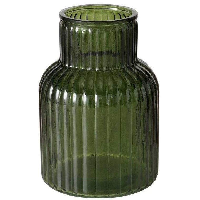 Boltze Home, wazon szklany, Relea, zielony, ryflowane szkło, 20 cm