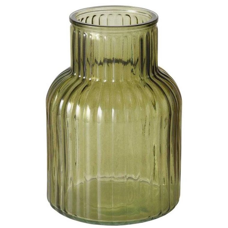 Boltze Home, wazon szklany, Relea, zielony, ryflowane szkło, 20 cm