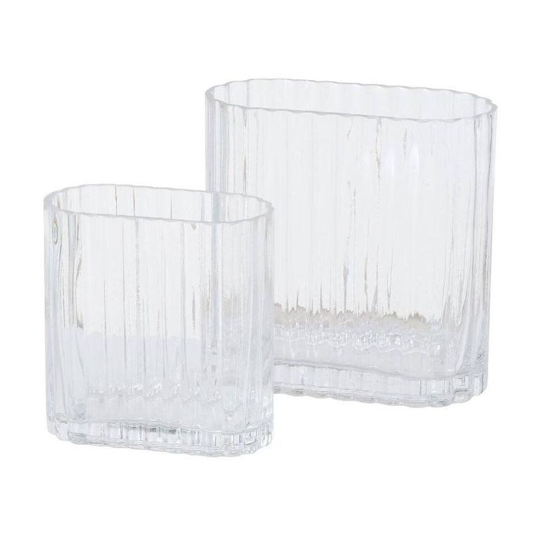 Boltze Home, wazon szklany, Tulipa, podłużny, przeźroczyste szkło, 2 szt.