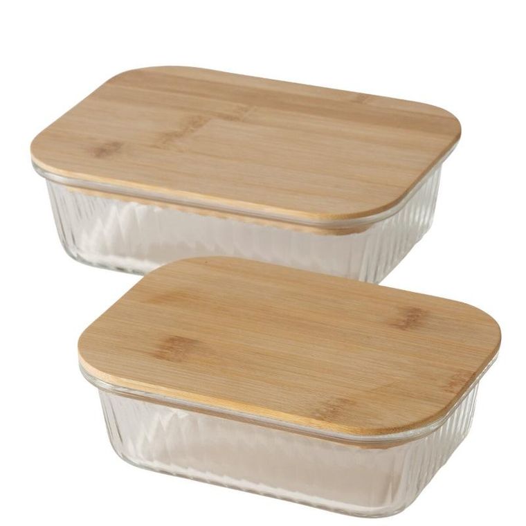Boltze, Luka, pojemniki na żywność, bambusowe wieczko, 2 szt.