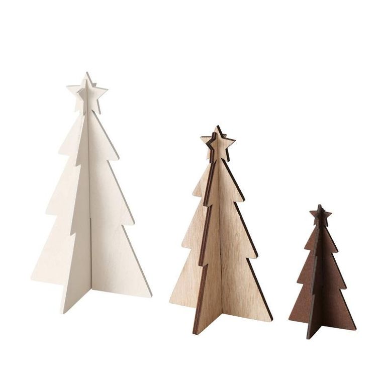 Boltze Xmas, Karl, ozdobne choinki ze sklejki, 12-25 cm, 3 szt.