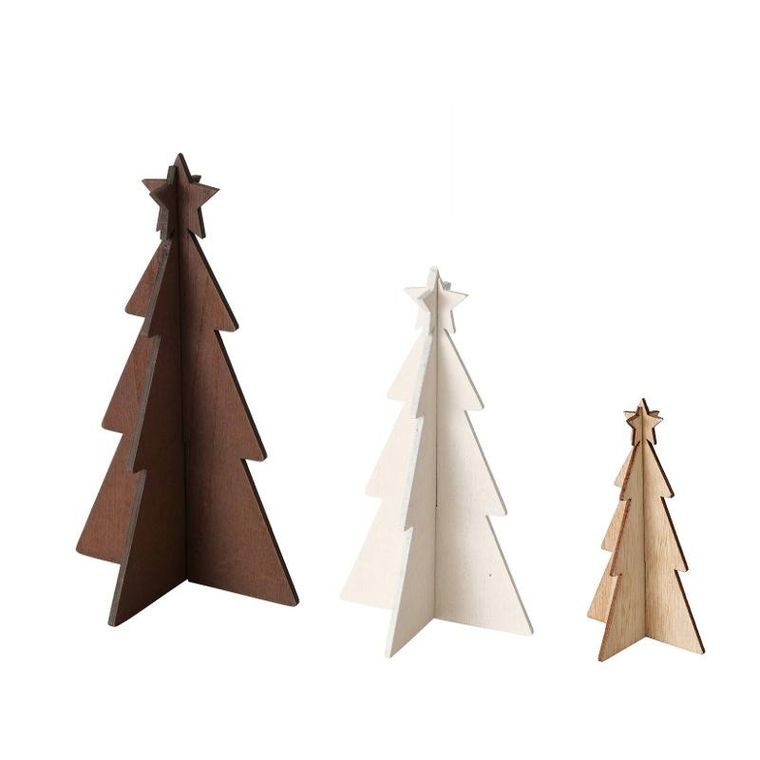 Boltze Xmas, Karl, ozdobne choinki ze sklejki, 12-25 cm, 3 szt.