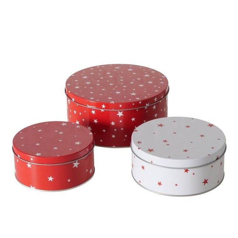 Boltze Xmas, Sterny, zestaw trzech puszek do przechowywania, średnica 13,5-20 cm
