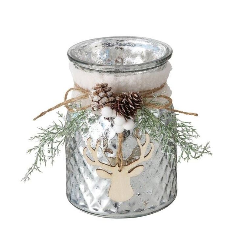 Boltze Xmas, Wilka, świecznik, słoik ze stroikiem, 16 cm