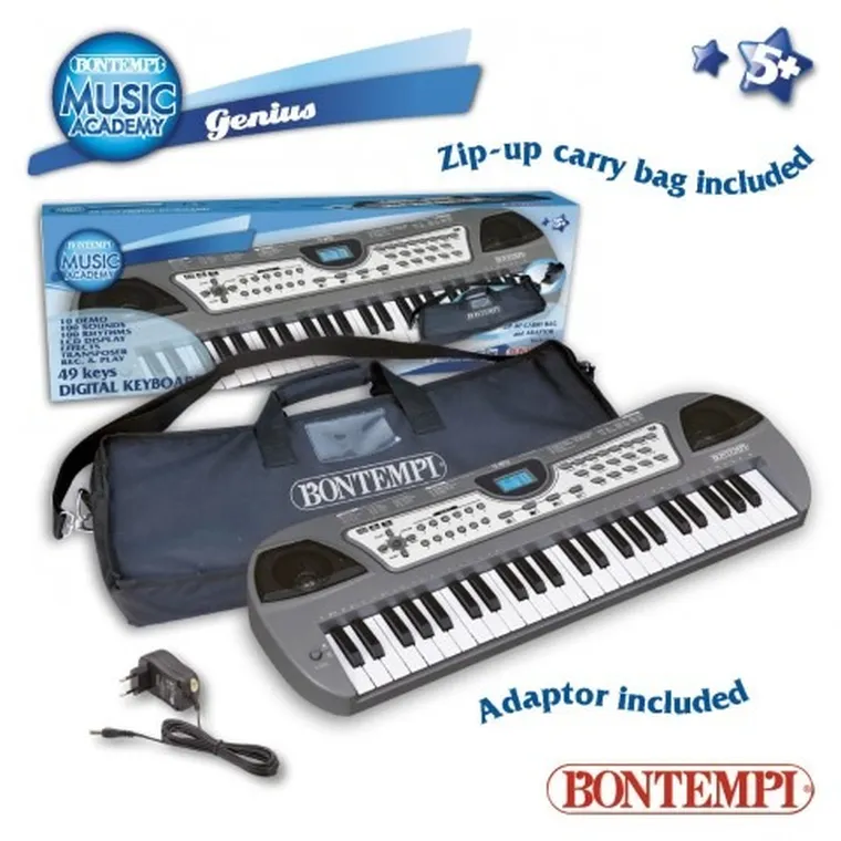 Bontempi Play, organy elektroniczne z gniazdem usb i torbą, 49 klawiszy