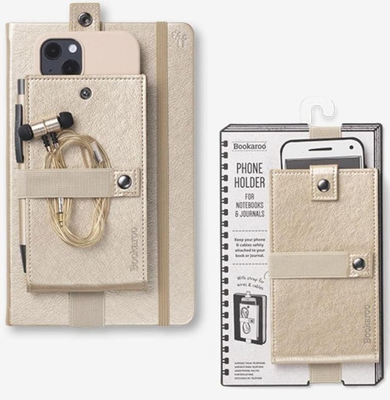 Bookaroo, Phone Holder, uchwyt na telefon do książki lub notatnika, złoty