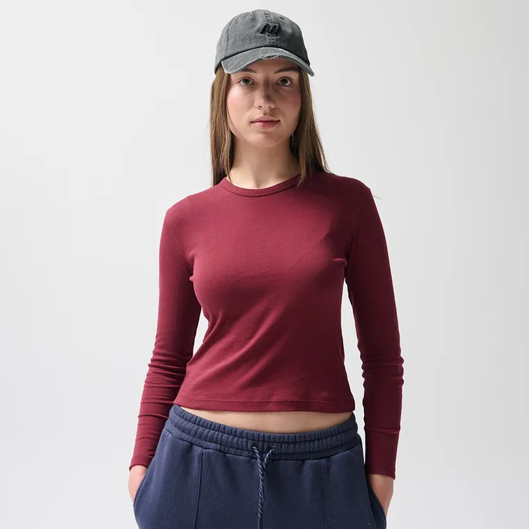 Bordowa koszulka z długim rękawem NOWEAR