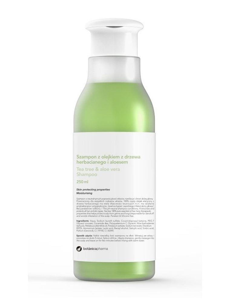 Botanicapharma, Tea Tree & Aloe Vera Shampoo, szampon z olejkiem z drzewa herbacianego i aloesem, 250 ml
