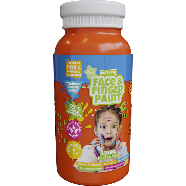 Boti Natural, farba do malowania palcami, do twarzy, pomarańczowa, 250 ml
