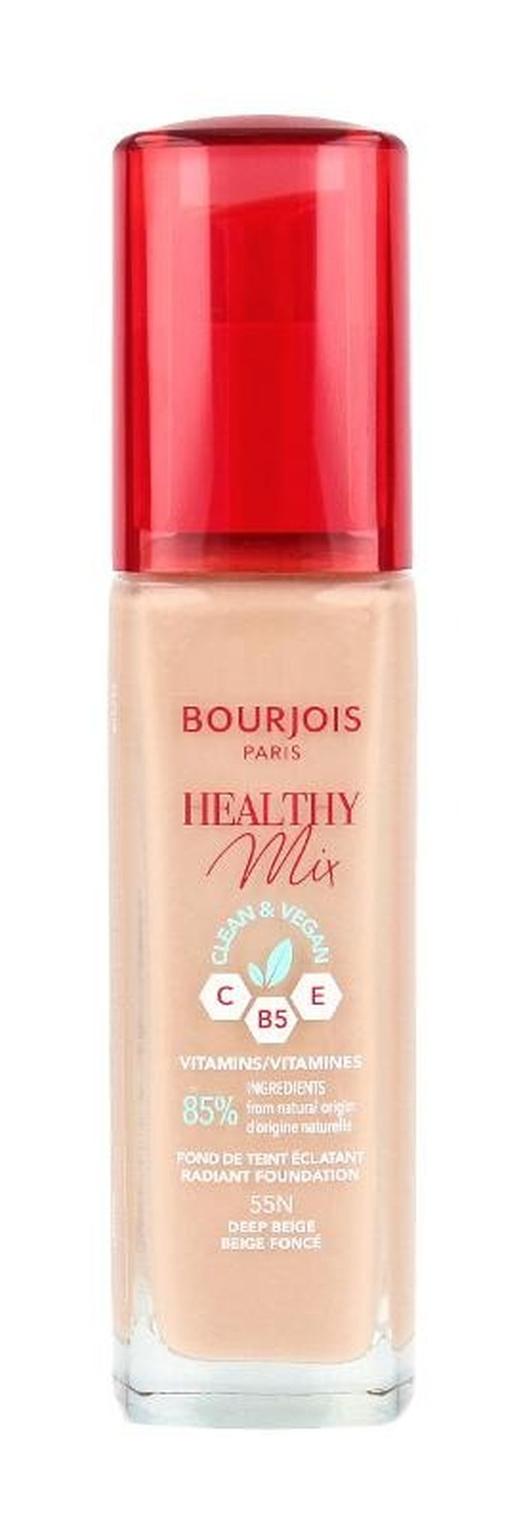 Bourjois, Healthy Mix, Clean&Vegan, podkład do twarzy, nr 55n deep beige, 30 ml