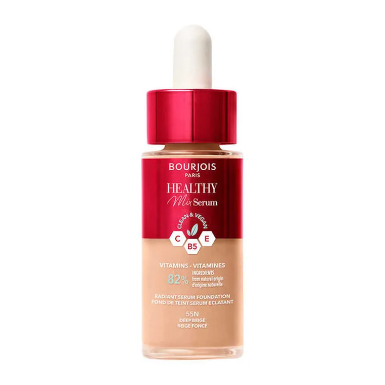 Bourjois, Healthy Mix Serum, nawilżająco-rozświetlający podkład-serum do twarzy, 55N Deep Beige, 30 ml