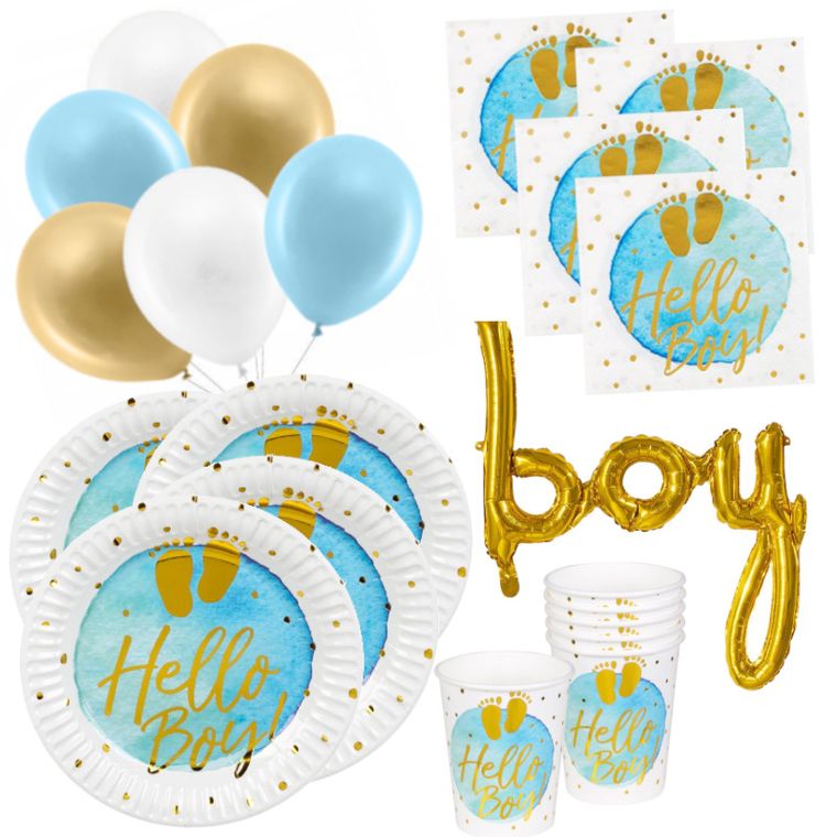 Boy, zestaw, talerzyki, kubki, balony, akcesoria