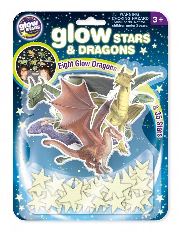 Brainstorm, gwiazdy i smoki, świecące naklejki ścienne