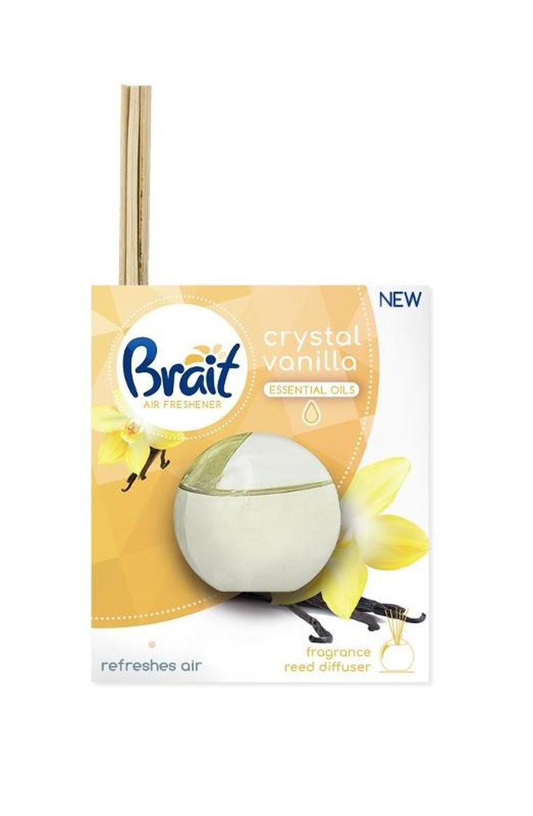 Brait, Air Freshener, patyczki odświeżające + płyn, crystal vanilla, 4 szt. + 40 ml