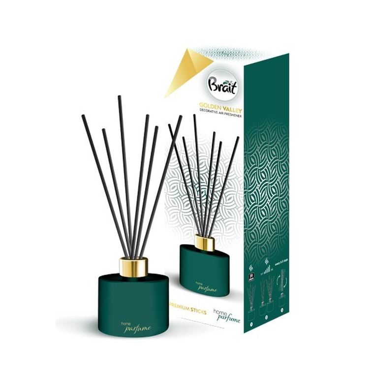 Brait, Home Parfum Sticks, patyczki odświeżające + olejek, Golden valley, 100 ml