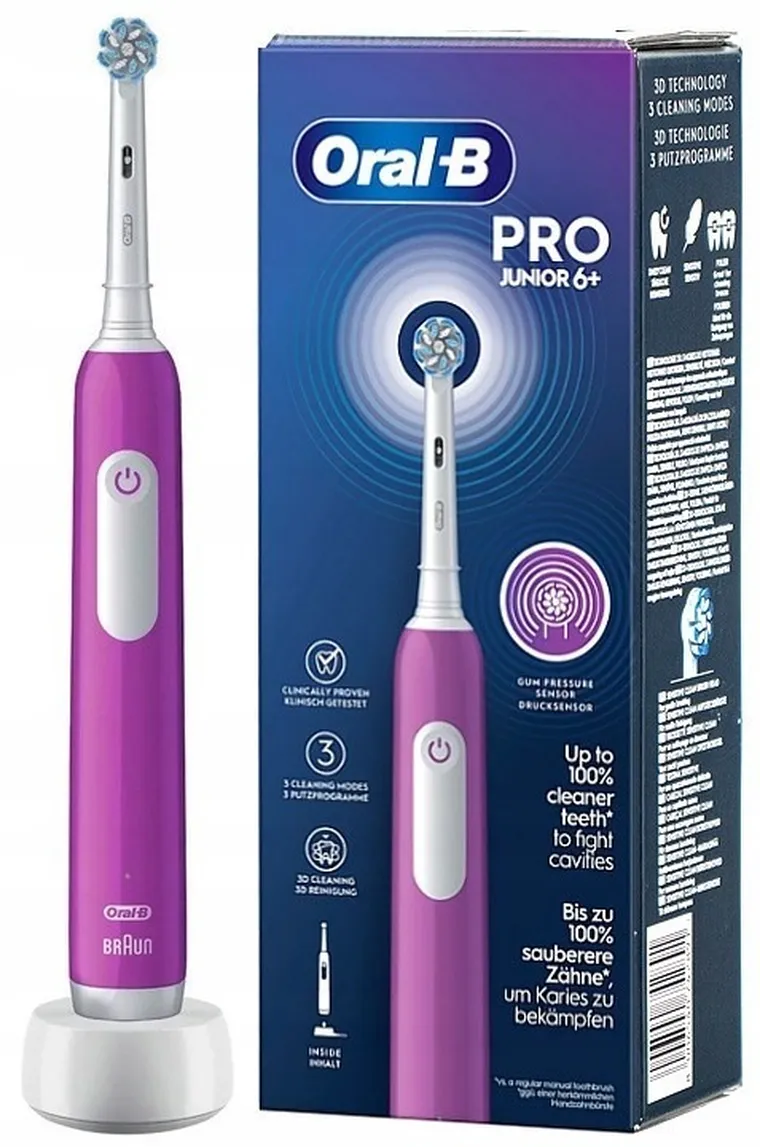 Braun, Oral-B, Junior Pro, szczoteczka elektryczna, fioletowa
