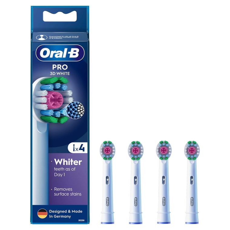 Braun, Oral-B, końcówki do szczoteczki elektrycznej 3D, White, 4 szt.