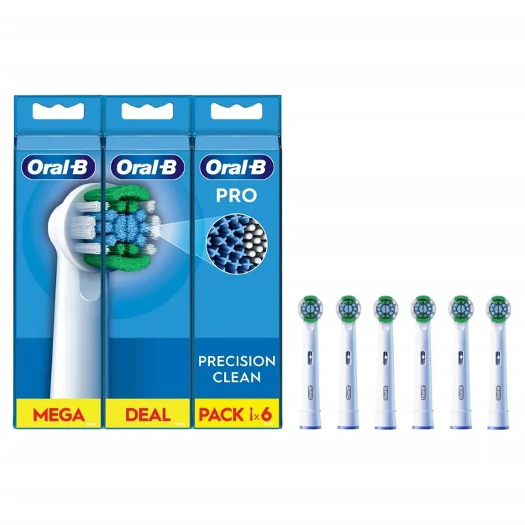 Braun, Oral-B, końcówki do szczoteczki elektrycznej Precision Clean, 6 szt.