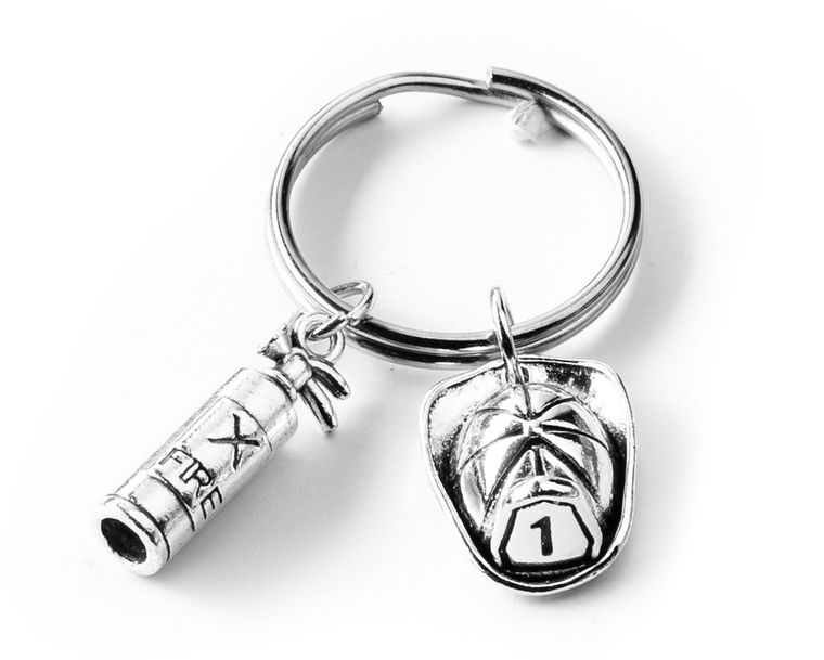 Brelok strażaka, srebrny