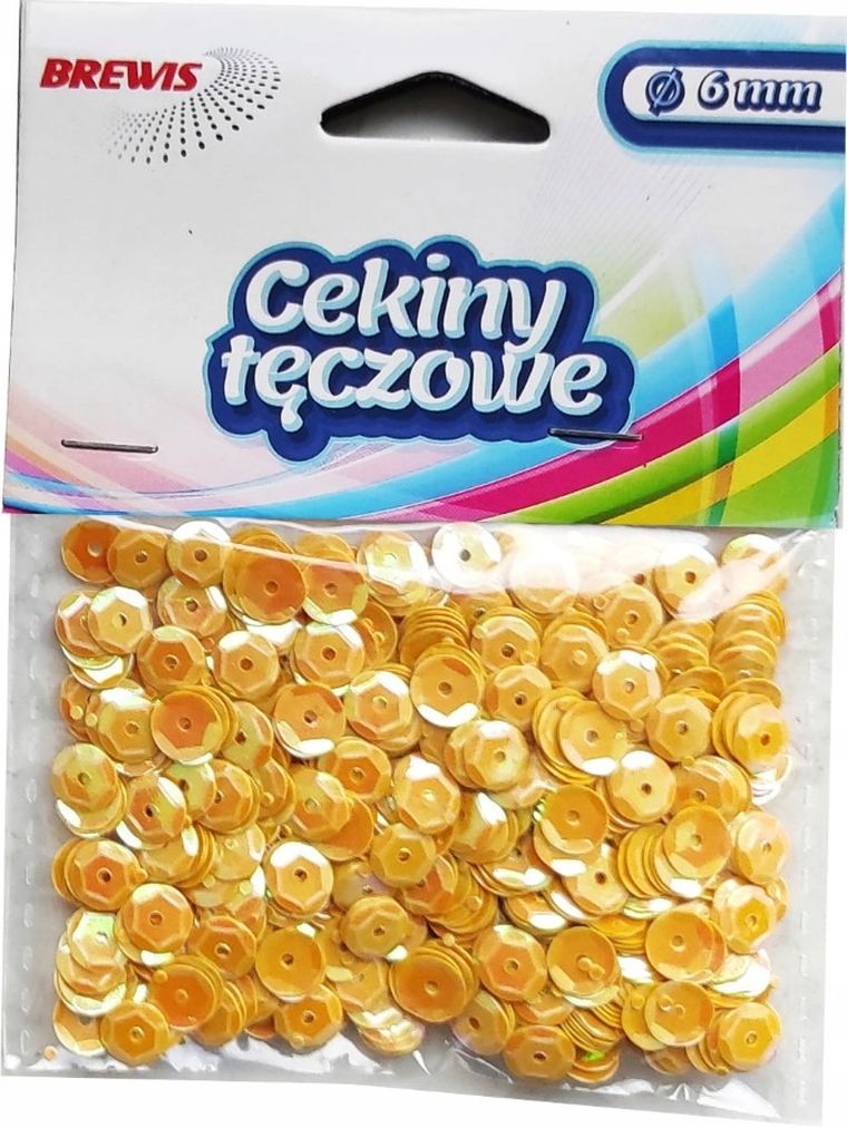 Brewis, cekiny, tęczowe, żółte
