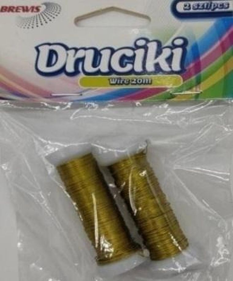 Brewis, drucik florystyczny, złoty, 20 m, 2 szt.