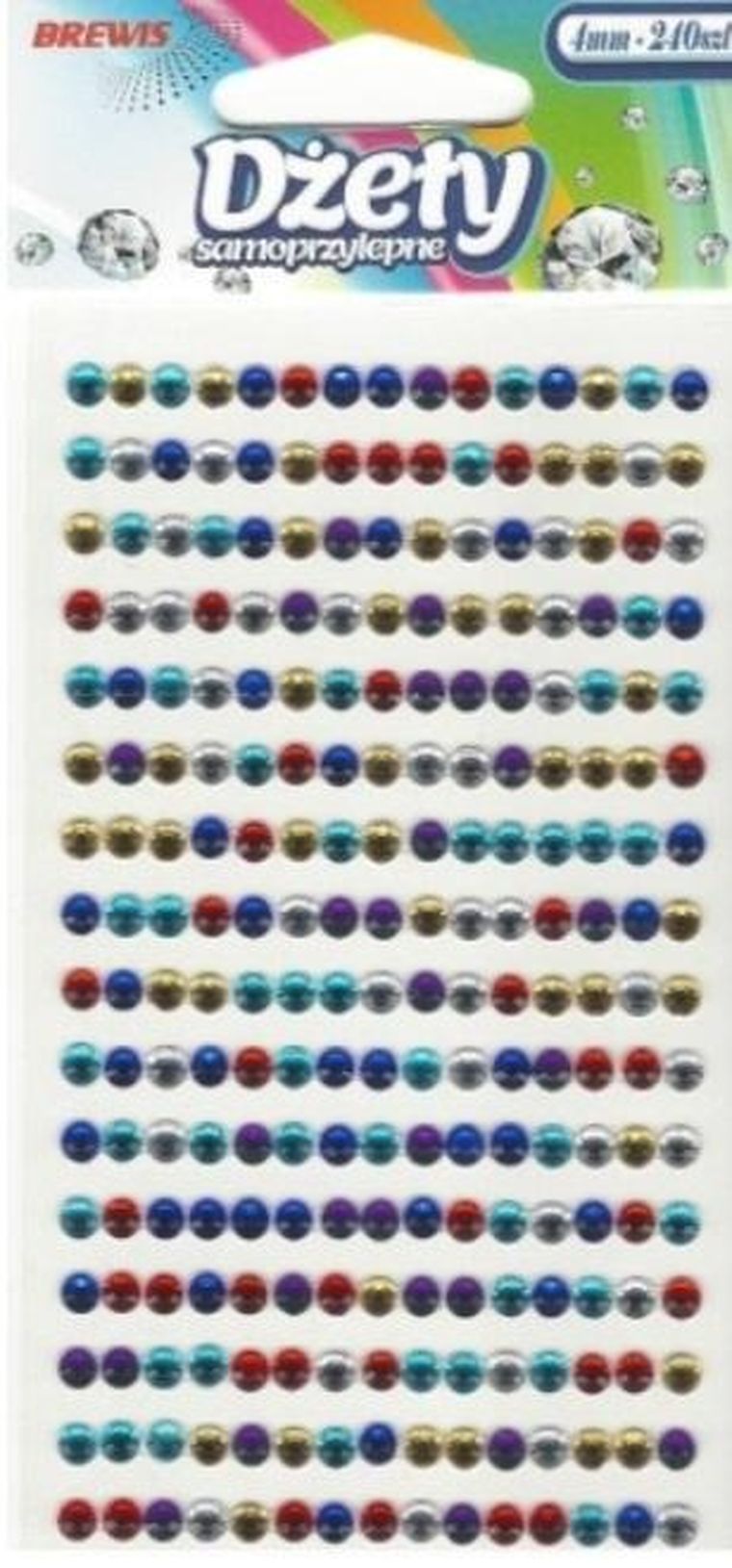 Brewis, dżety samoprzylepne, kolorowe, 8 mm, 88 szt.