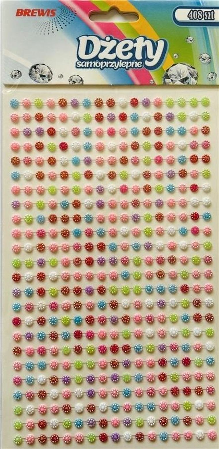 Brewis, dżety samoprzylepne, kwiatki, 3 mm, 408 szt.