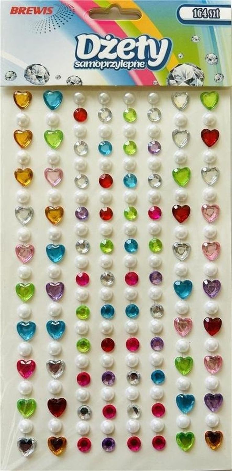 Brewis, dżety samoprzylepne, kwiatki perły, 168 szt.