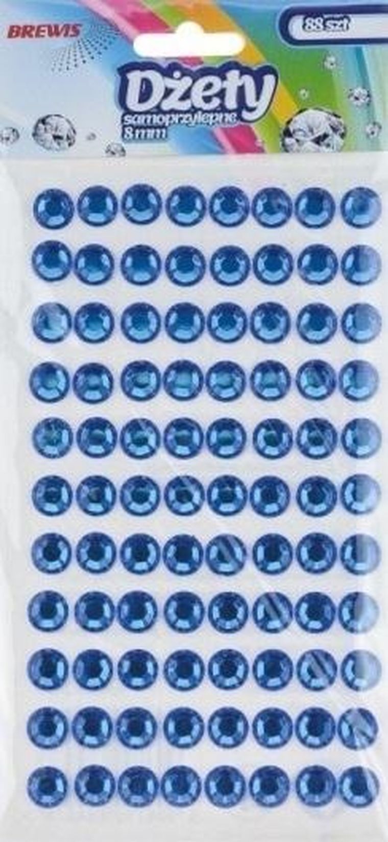 Brewis, dżety samoprzylepne, niebieskie, 8 mm, 88 szt.