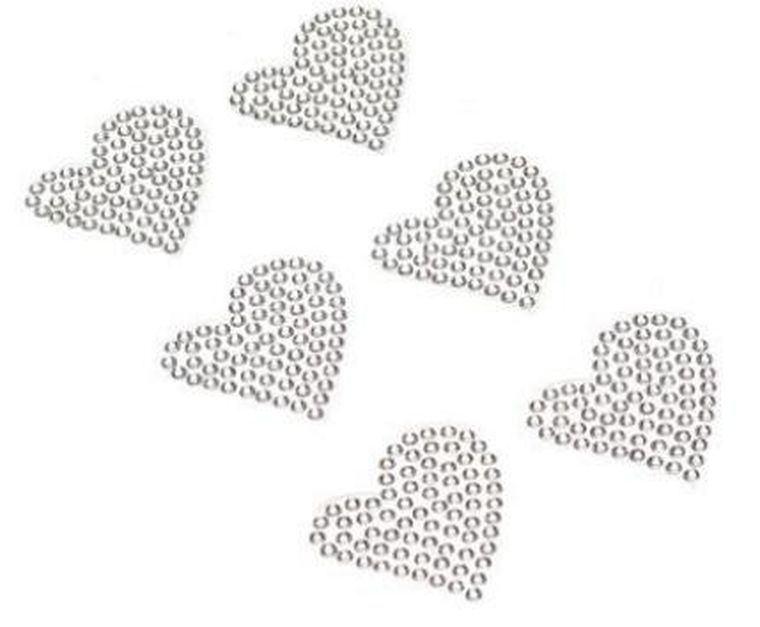 Brewis, dżety samoprzylepne, serca, srebrne, 6 szt.