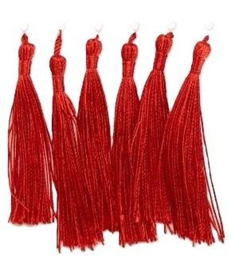 Brewis, frędzelki, chwosty ozdobne, czerwone, 8cm, 6 szt.