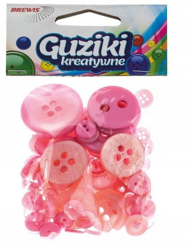 Brewis, guziki kreatywne, różowe, 40g