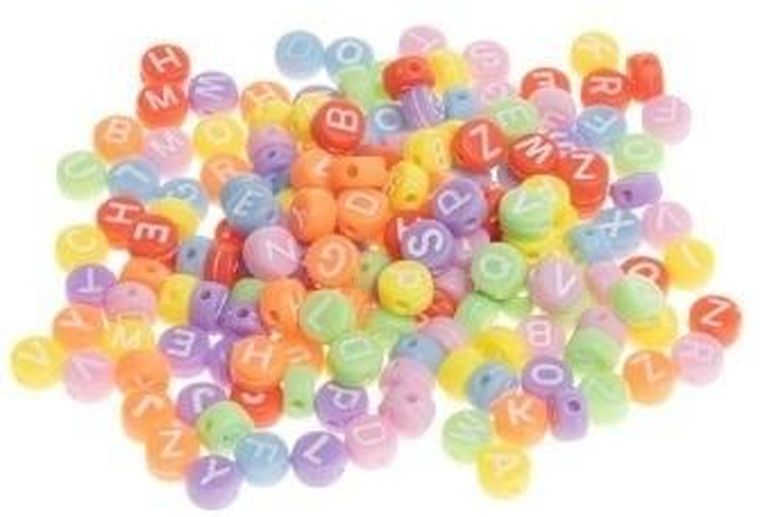 Brewis, koraliki akrylowe, alfabet, 4-7 mm, 20g