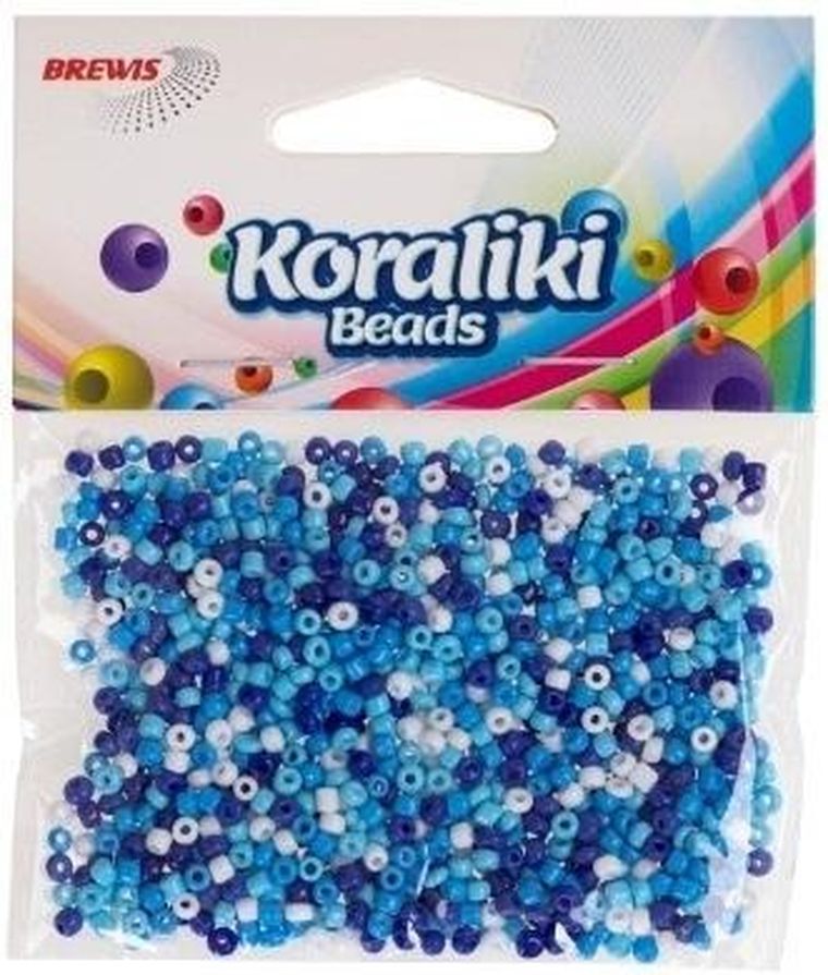 Brewis, koraliki akrylowe do nawlekania, białe i niebieskie