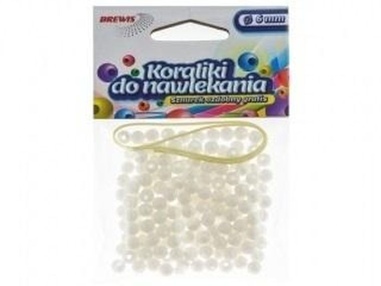 Brewis, koraliki do nawlekania + sznurek, białe, 6 mm, 16g