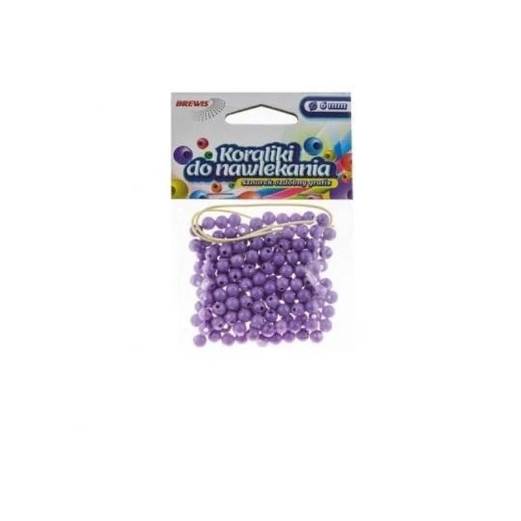 Brewis, koraliki do nawlekania + sznurek, fioletowe, 6 mm, 16g