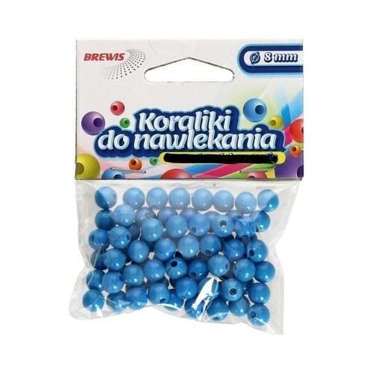Brewis, koraliki do nawlekania + sznurek, niebieskie, 8 mm, 16g